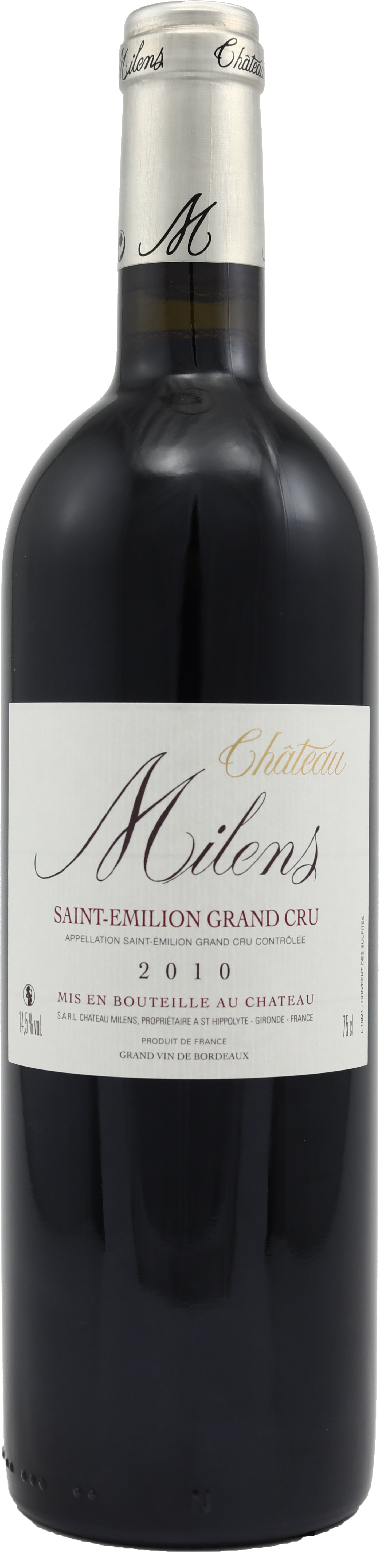 Bouteille du Château Milens, Saint-Emilion Grand Cru, 2010